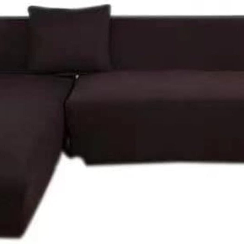 MIKUDREAM 2-Piece Chocolate L-Shape Sofa Cover Stretch Slipcover